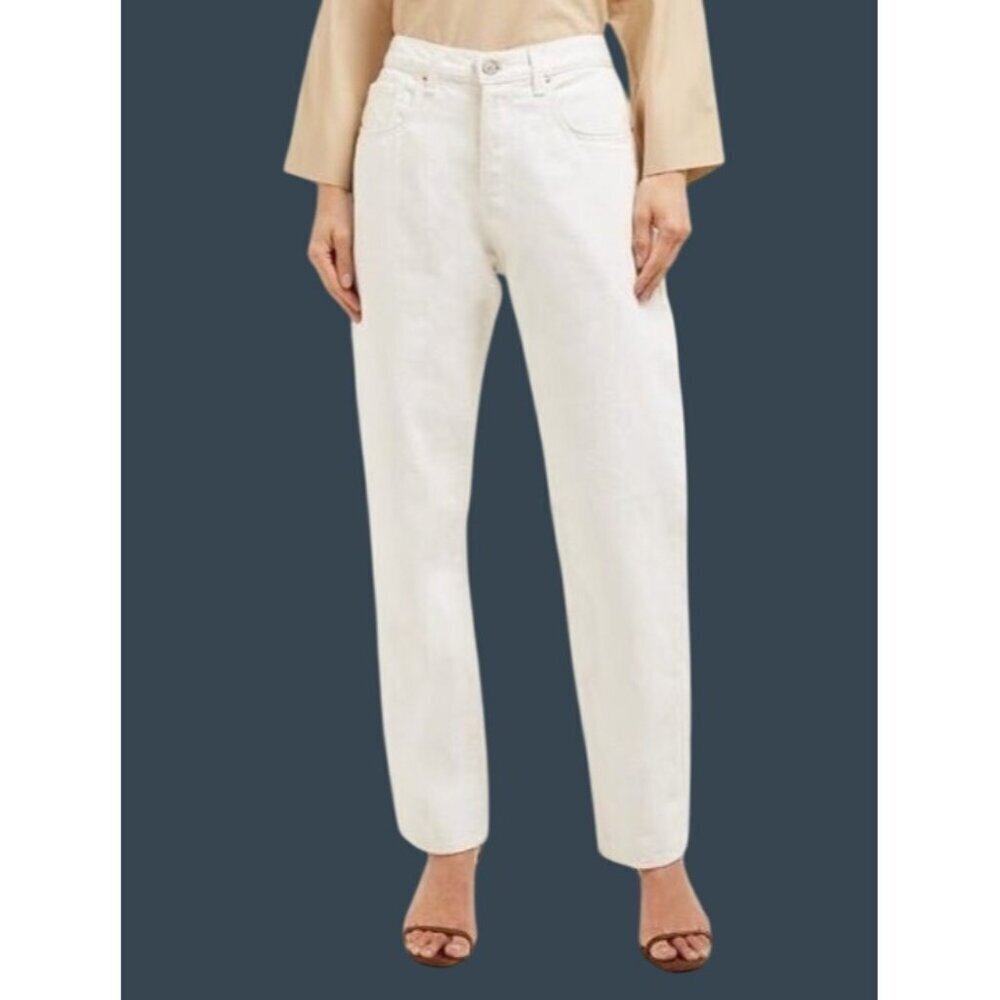 Nili Lotan Sand Archer White Jeans women’s 26 high rise Straight Button fly